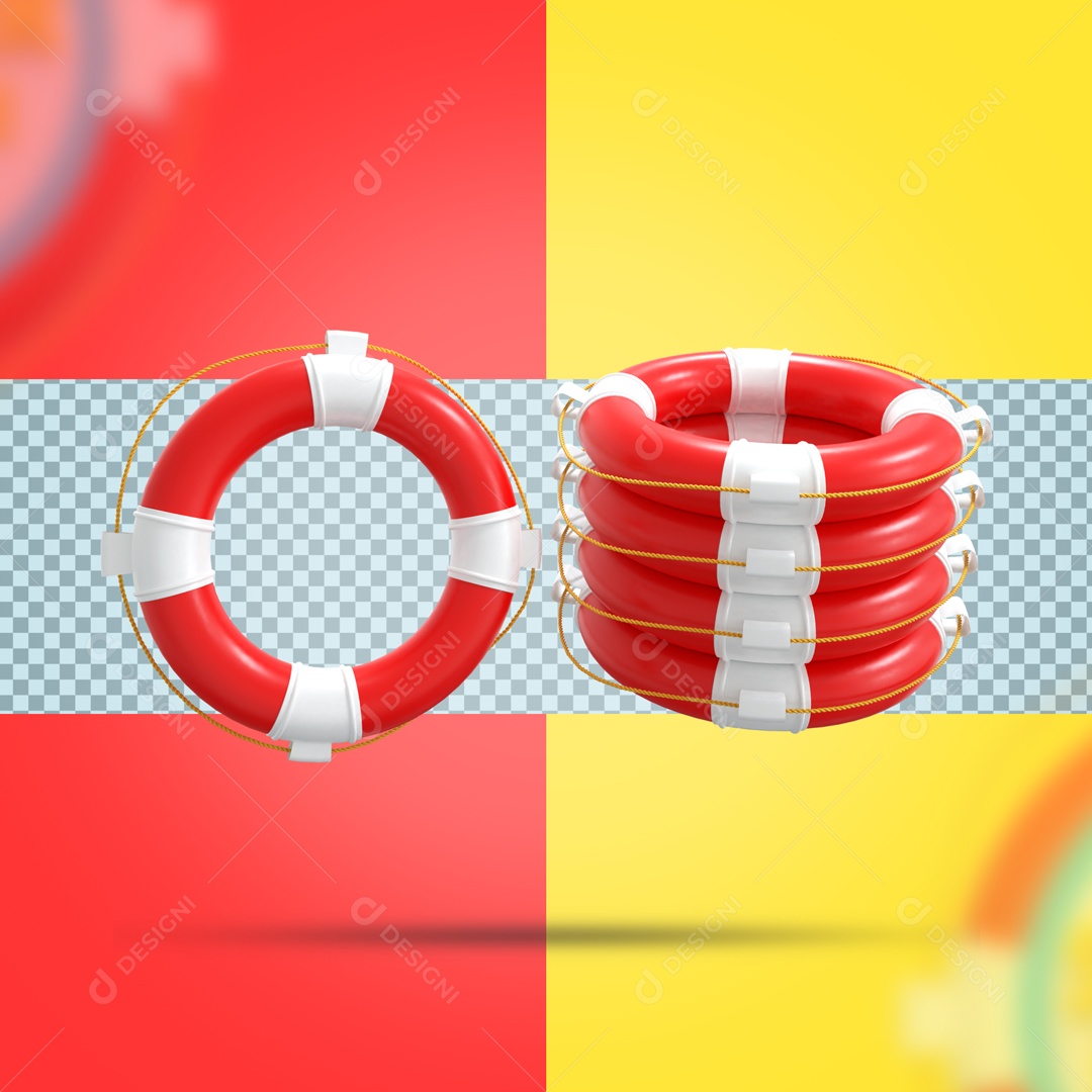 Elemento De 5 Boias Salva Vidas Para Composição PSD