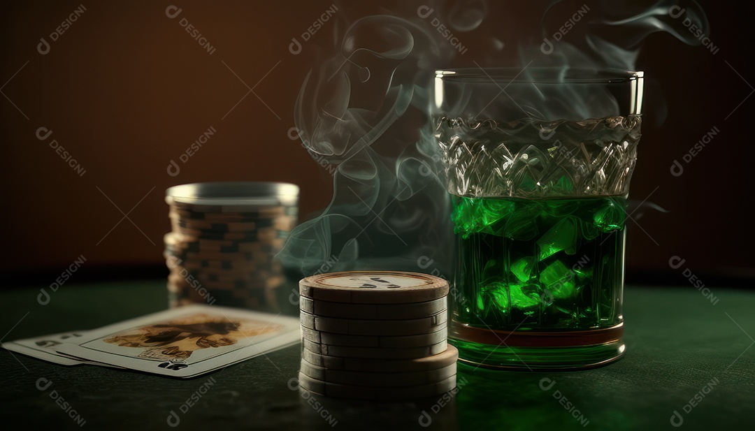 Fichas de pôquer de cassino combina com cartões