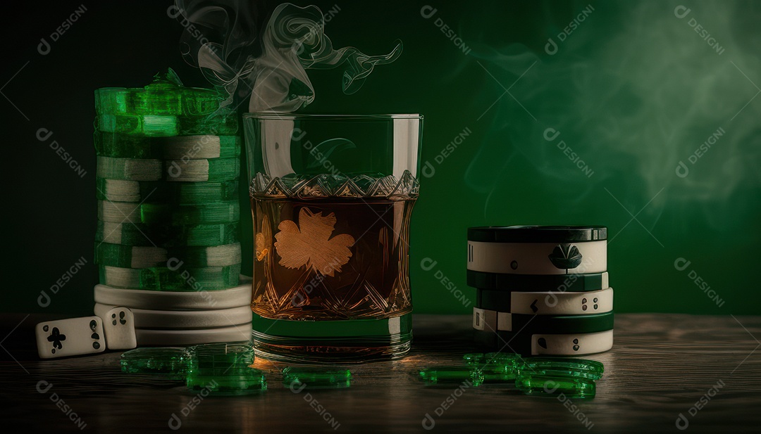 Fichas de pôquer de cassino combina com cartões