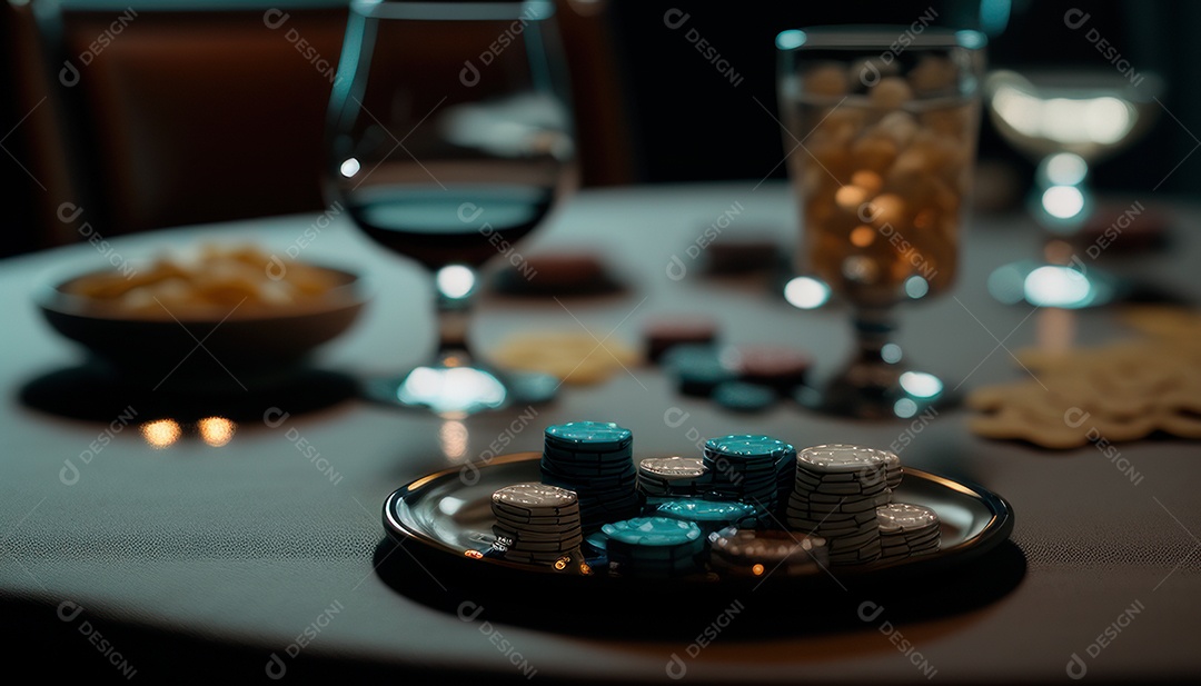 Fichas de pôquer de cassino combina com cartões