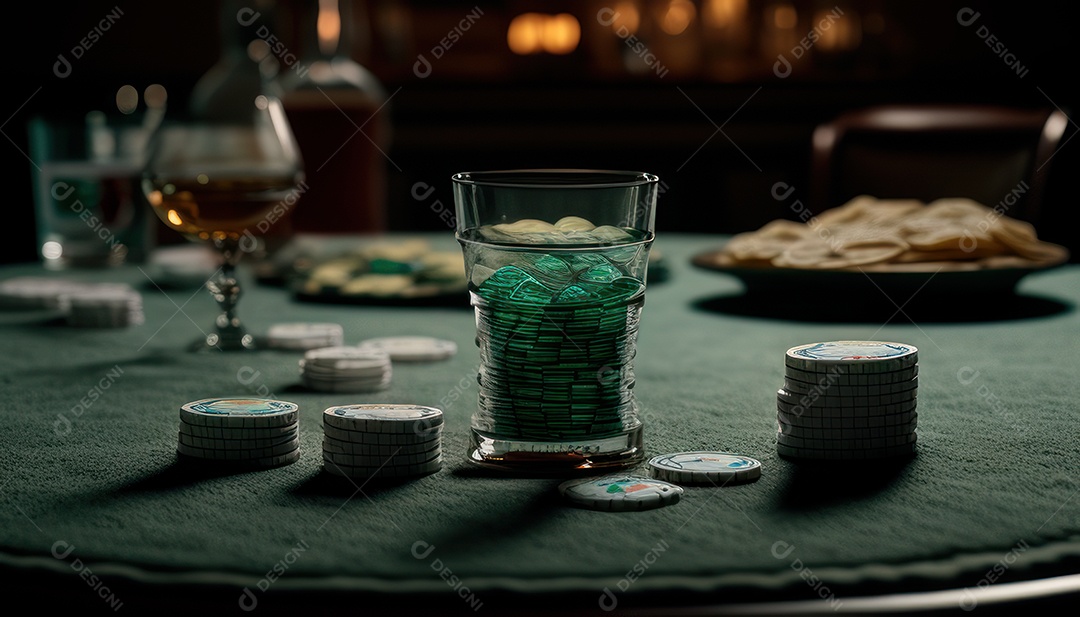 Fichas de pôquer de cassino combina com cartões