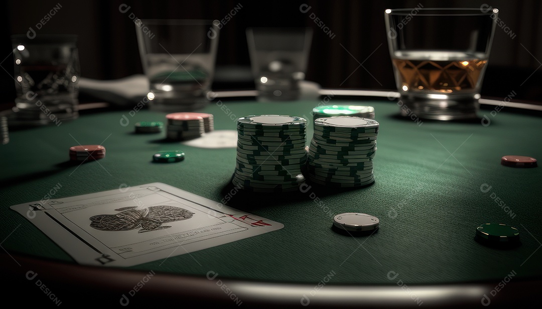 Fichas de pôquer de cassino combina com cartões