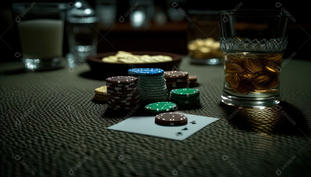 Fichas de pôquer de cassino combina com cartões