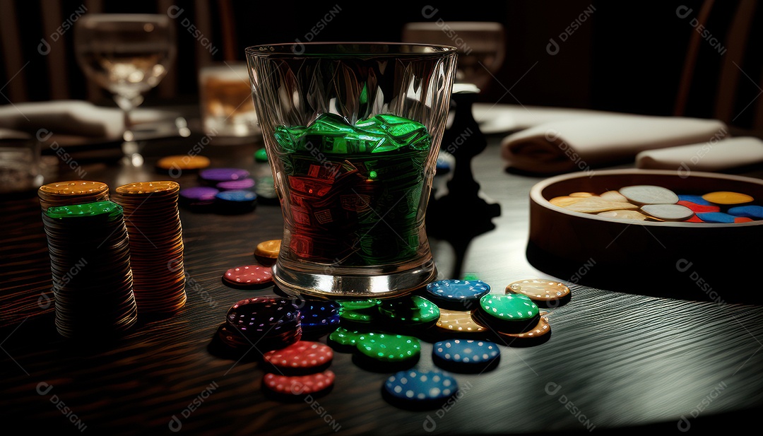 Fichas de pôquer de cassino combina com cartões