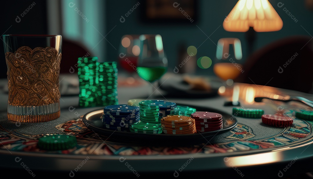 Fichas de pôquer de cassino combina com cartões