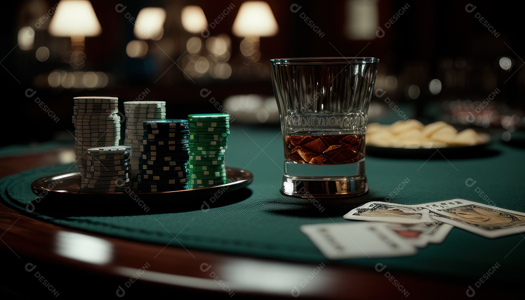 Fichas de pôquer de cassino combina com cartões