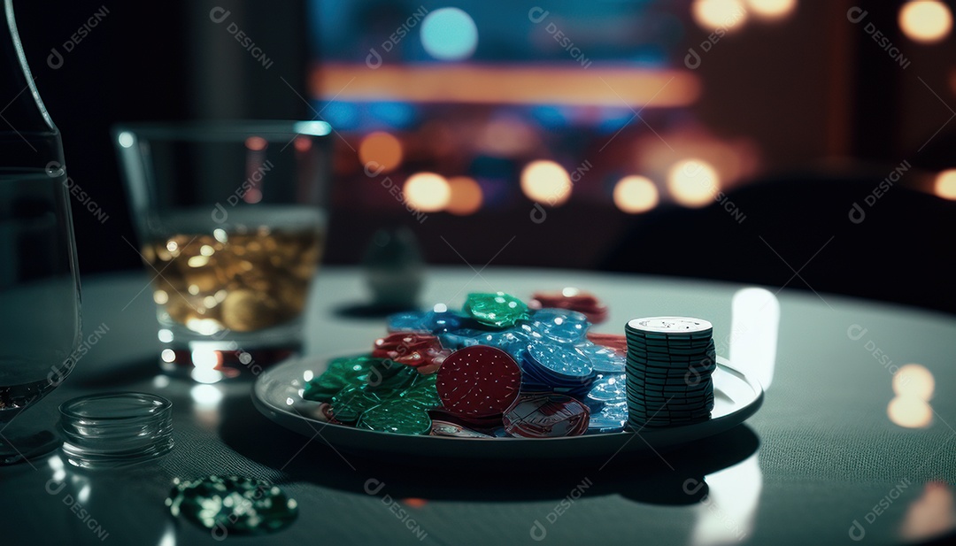 Fichas de pôquer de cassino combina com cartões