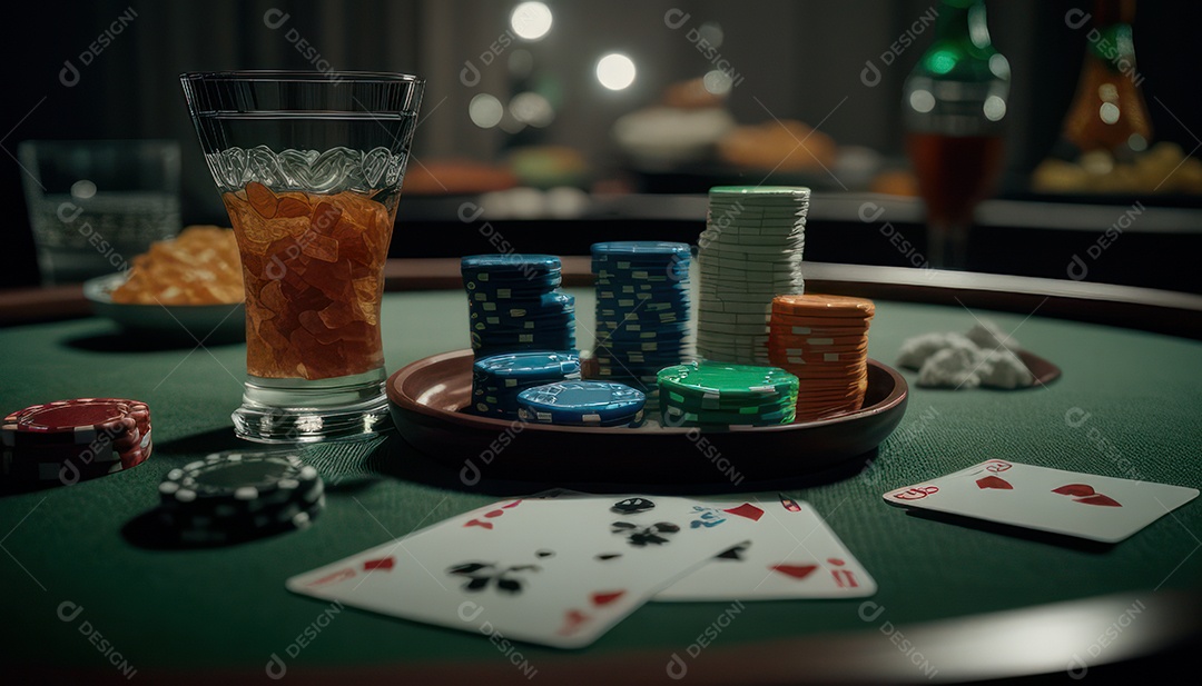 Fichas de pôquer de cassino combina com cartões