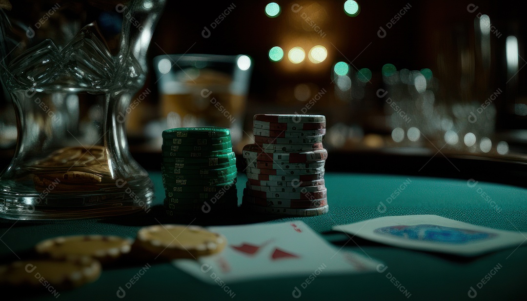 Fichas de pôquer de cassino combina com cartões