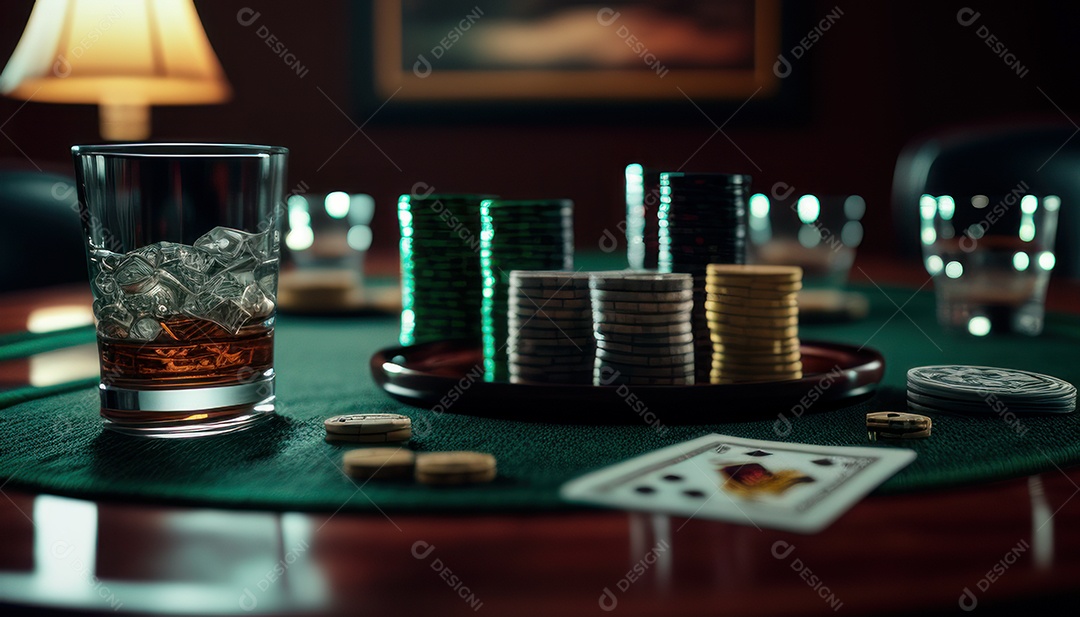 Fichas de pôquer de cassino combina com cartões