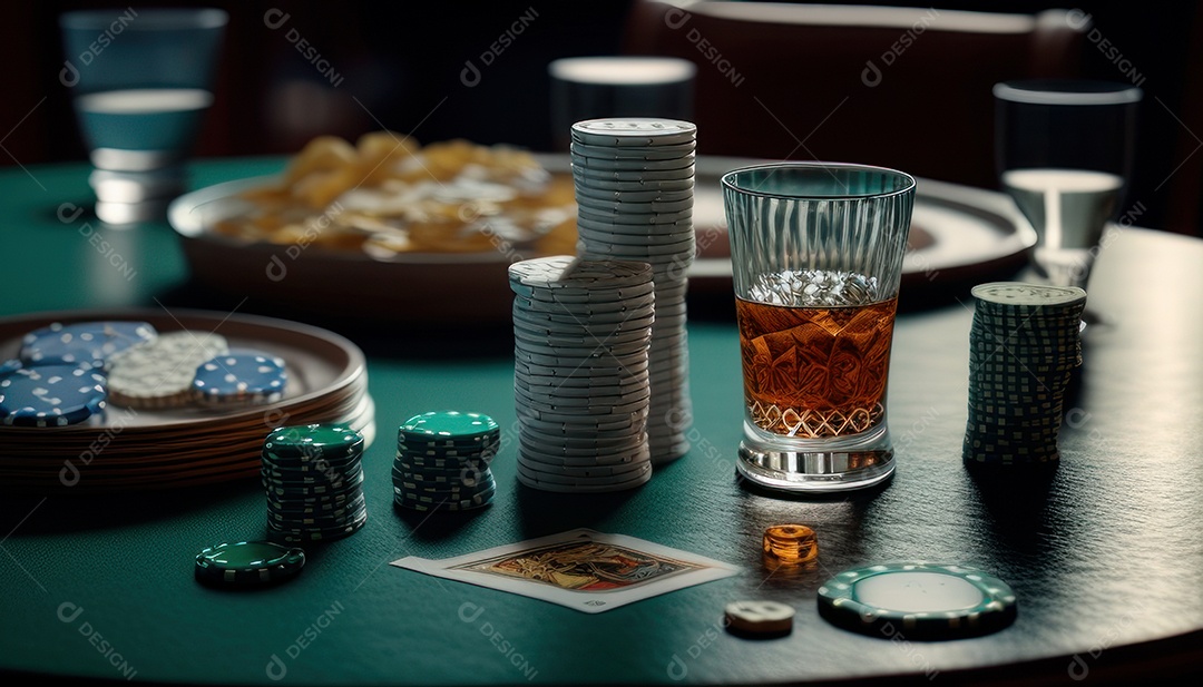 Fichas de pôquer de cassino combina com cartões