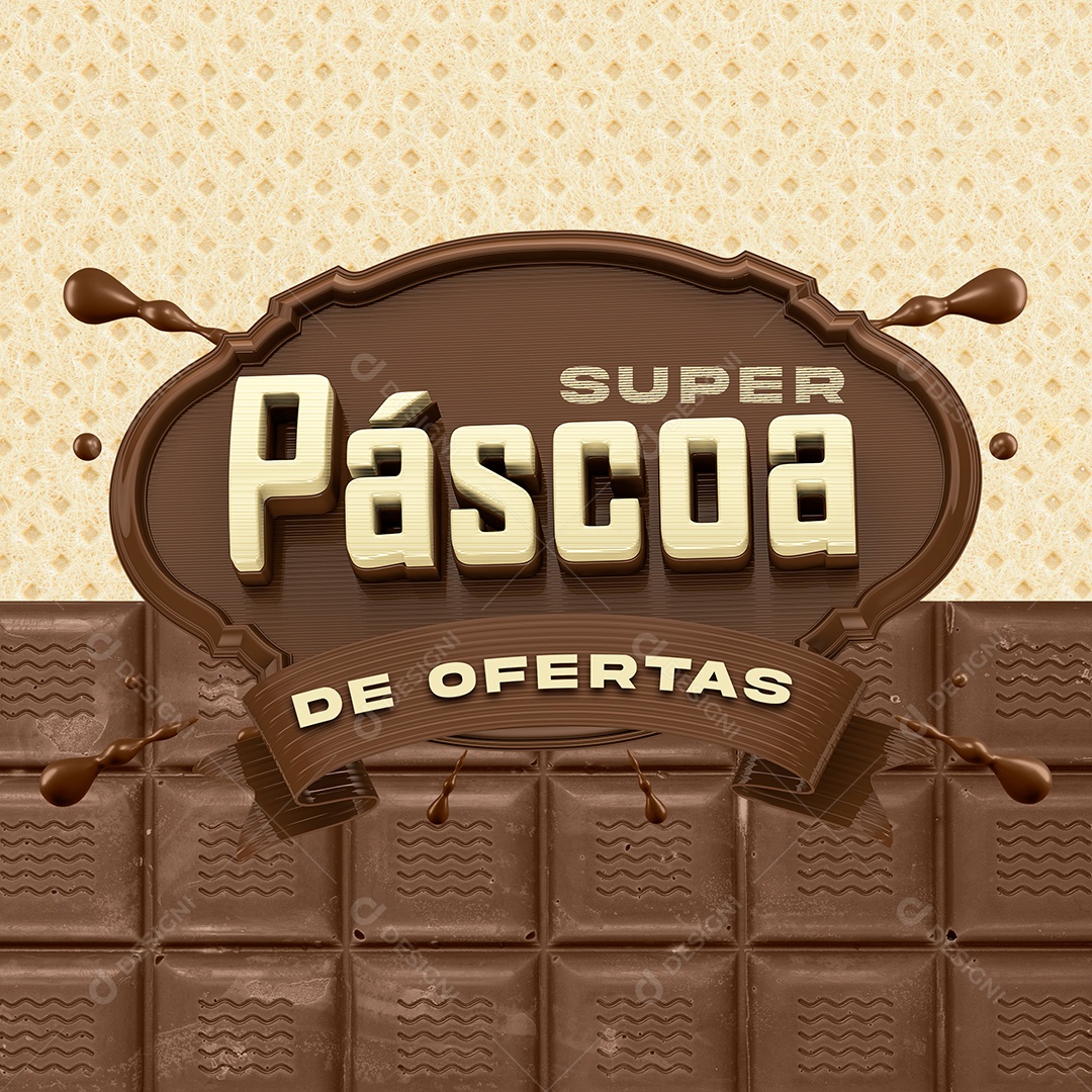 Selo 3D Para Composição Super Páscoa de Ofertas PSD