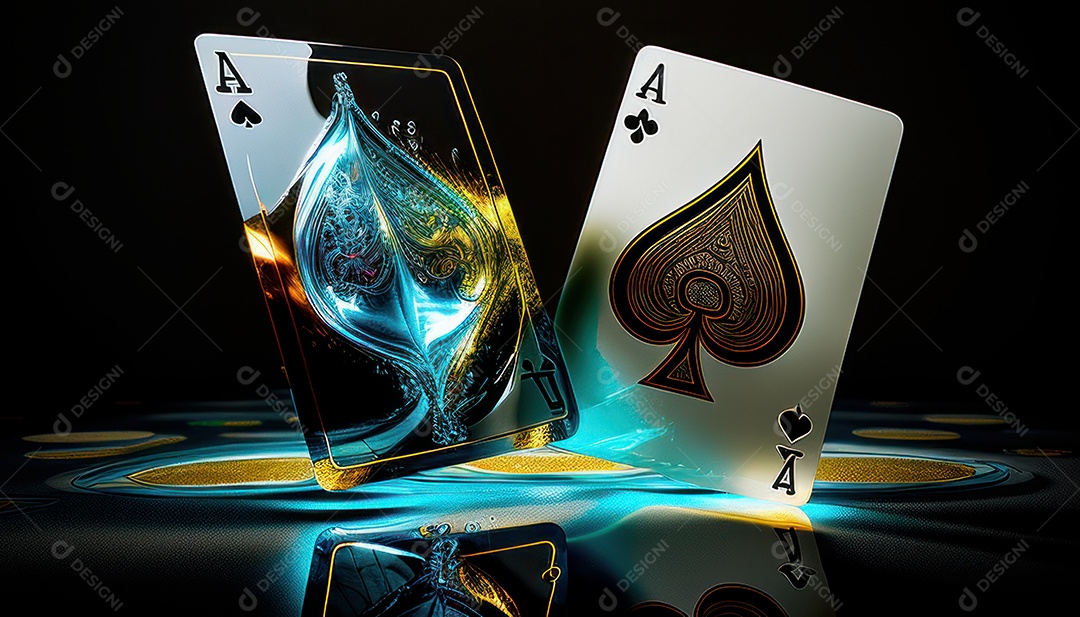 Fichas de pôquer de cassino combina com cartões