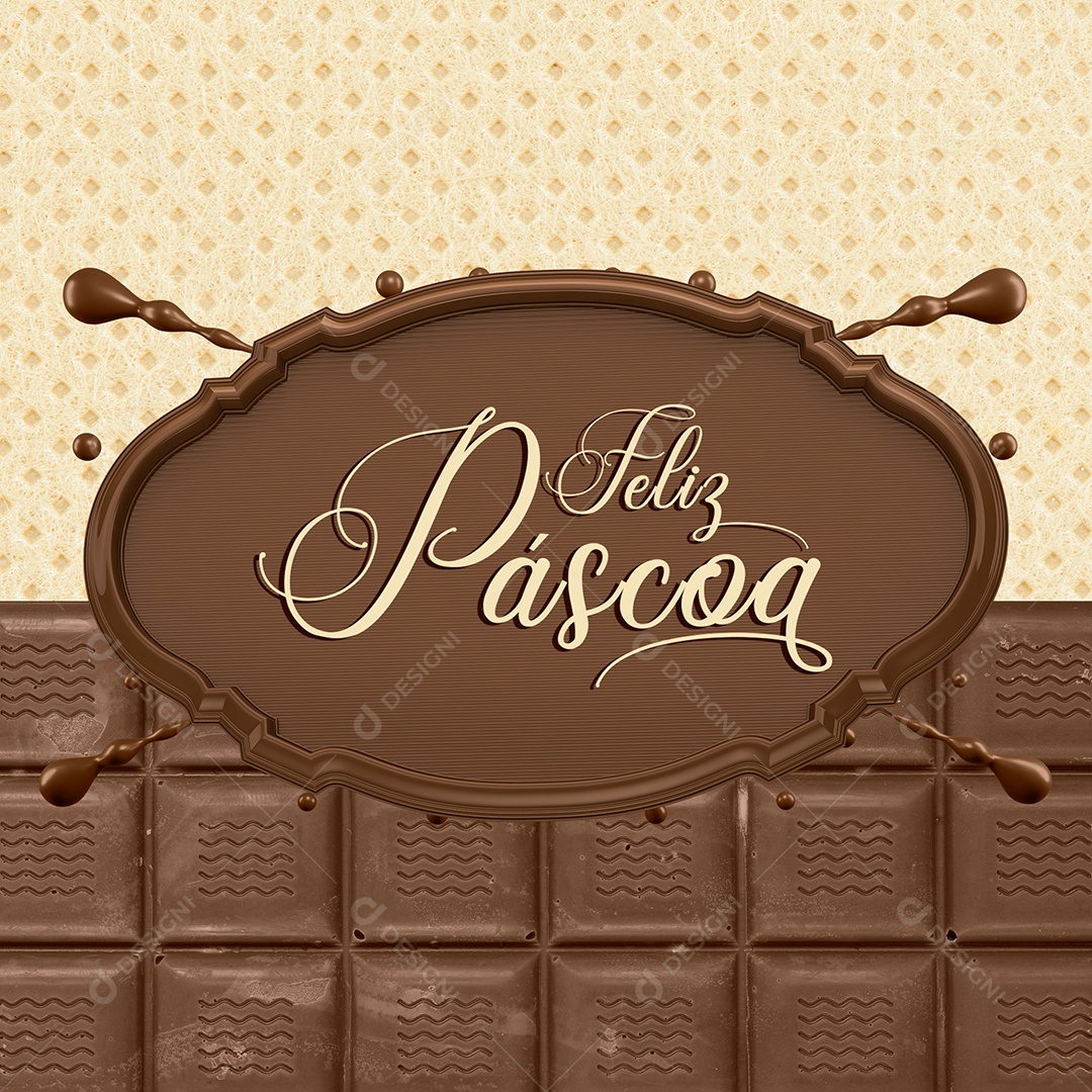Selo 3D Para Composição Feliz Páscoa PSD