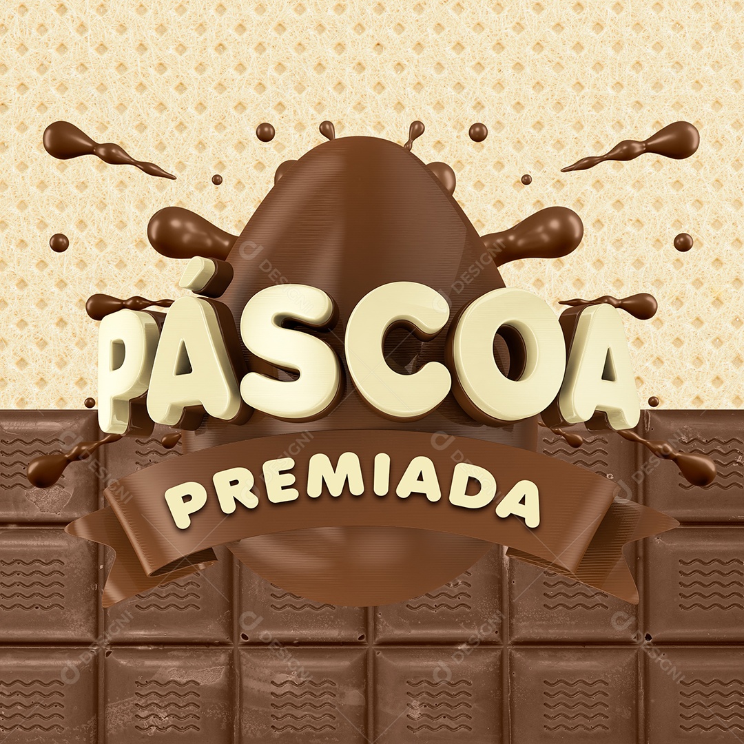 Selo 3D Para Composição Páscoa Premiada PSD