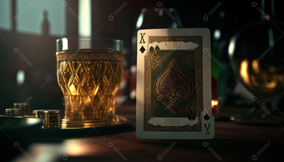 Fichas de pôquer de cassino combina com cartões