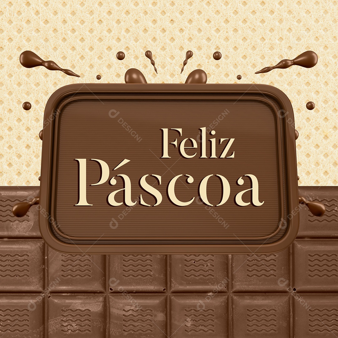 Selo 3D Para Composição Feliz Páscoa PSD