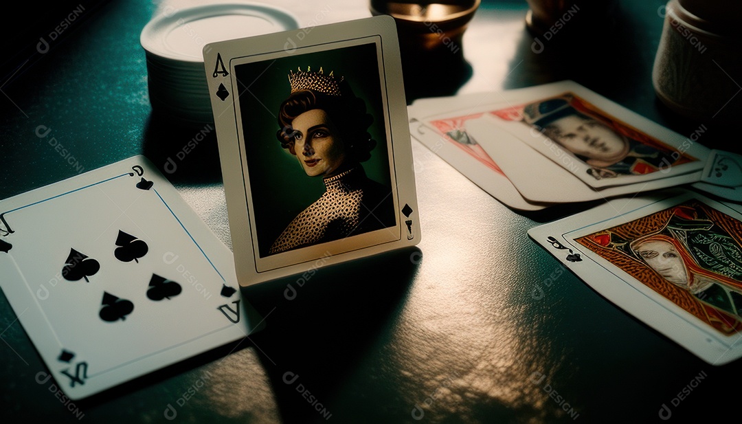 Fichas de pôquer de cassino combina com cartões