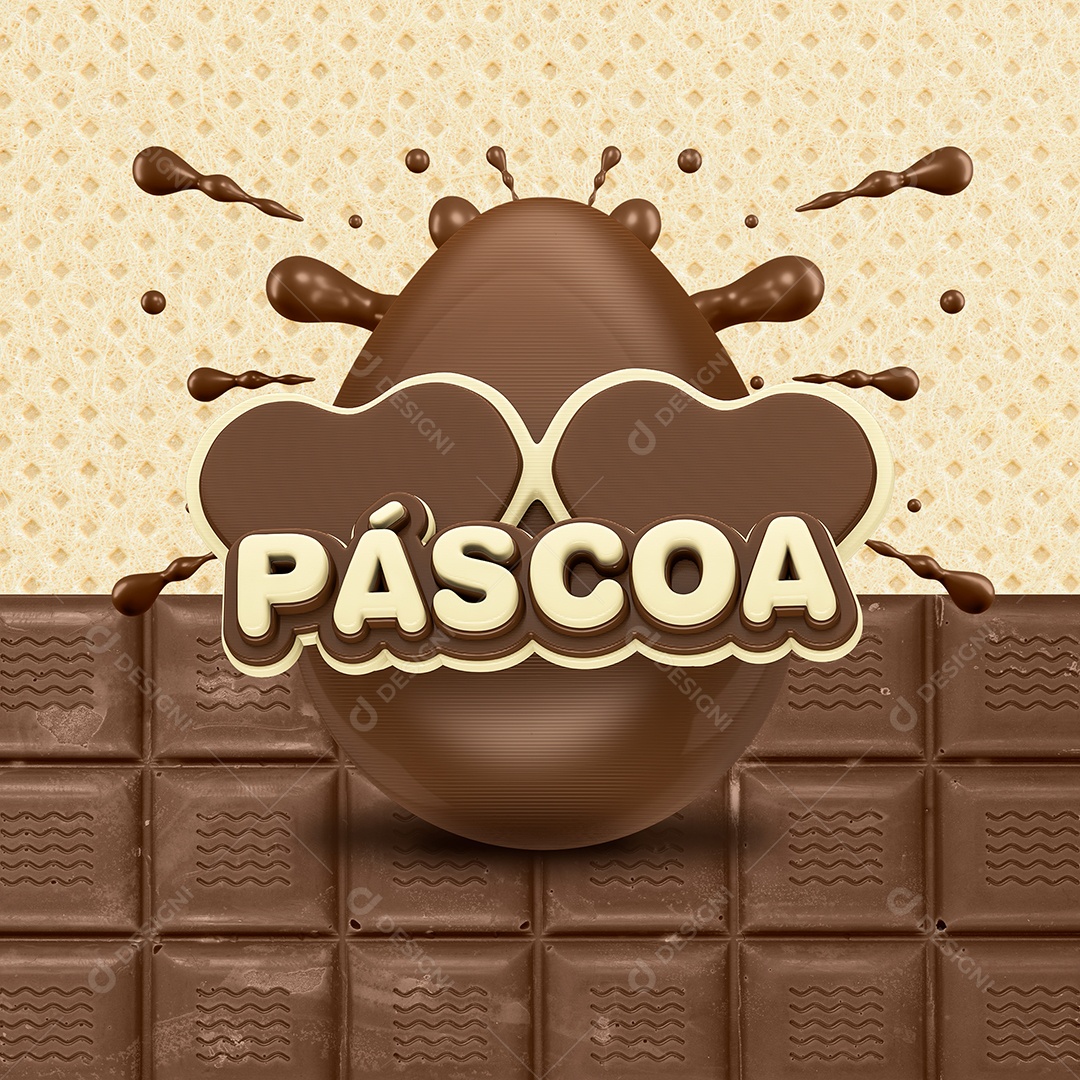Selo 3D Para Composição Páscoa PSD