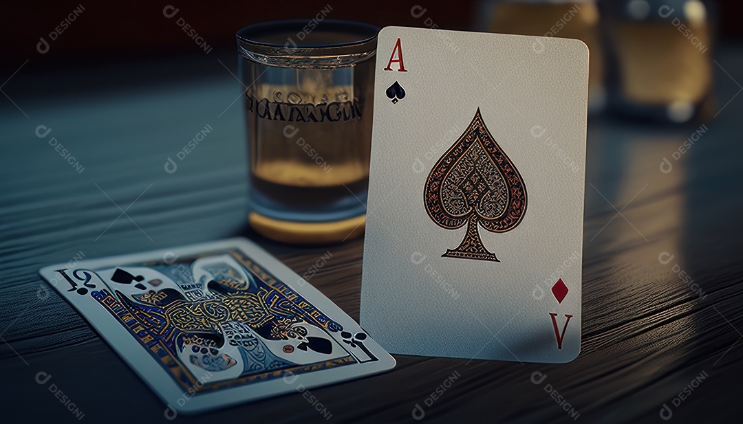 Fichas de pôquer de cassino combina com cartões