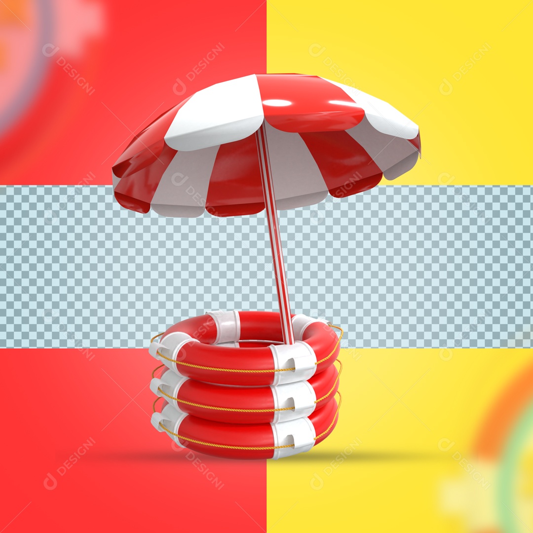 Elemento De 3 Boia Salva Vidas E 1 Guarda Sol Elemento 3D PSD