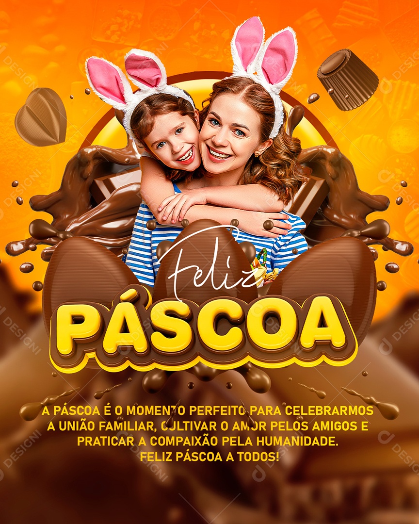 Feliz Páscoa Social Media PSD Editável