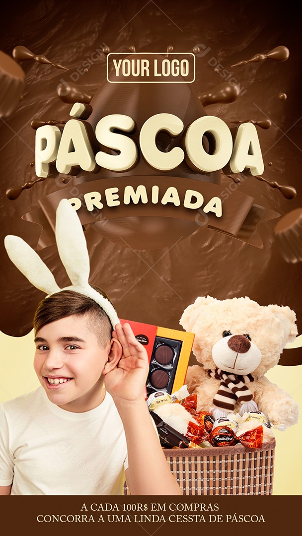 Story Páscoa Premiada Venha Conferir Social Media PSD Editável