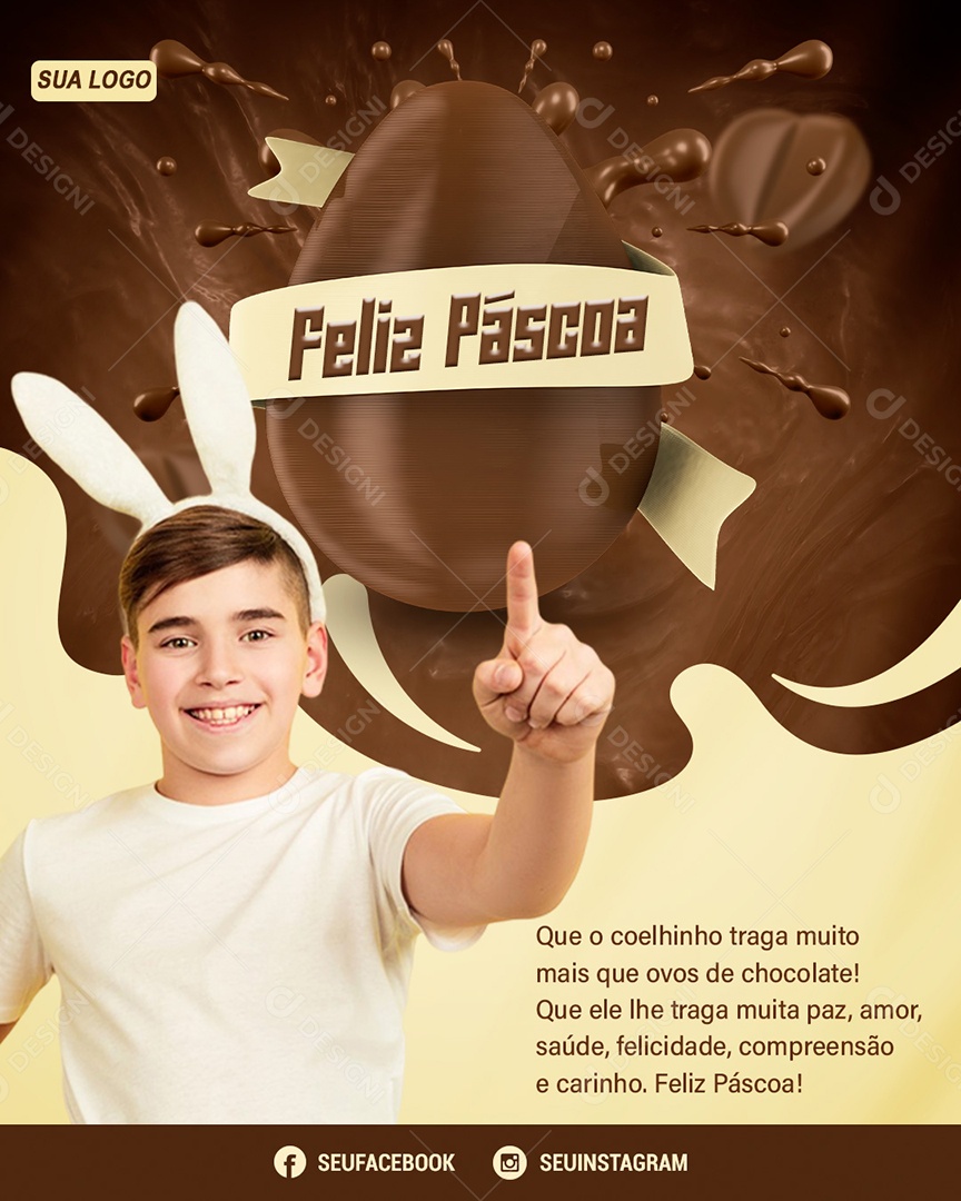 Feliz Páscoa Social Media PSD Editável