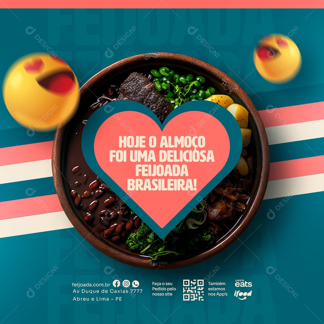 Hoje O Almoço Foi Uma Deliciosa Feijoada Brasileira Social Media PSD Editável