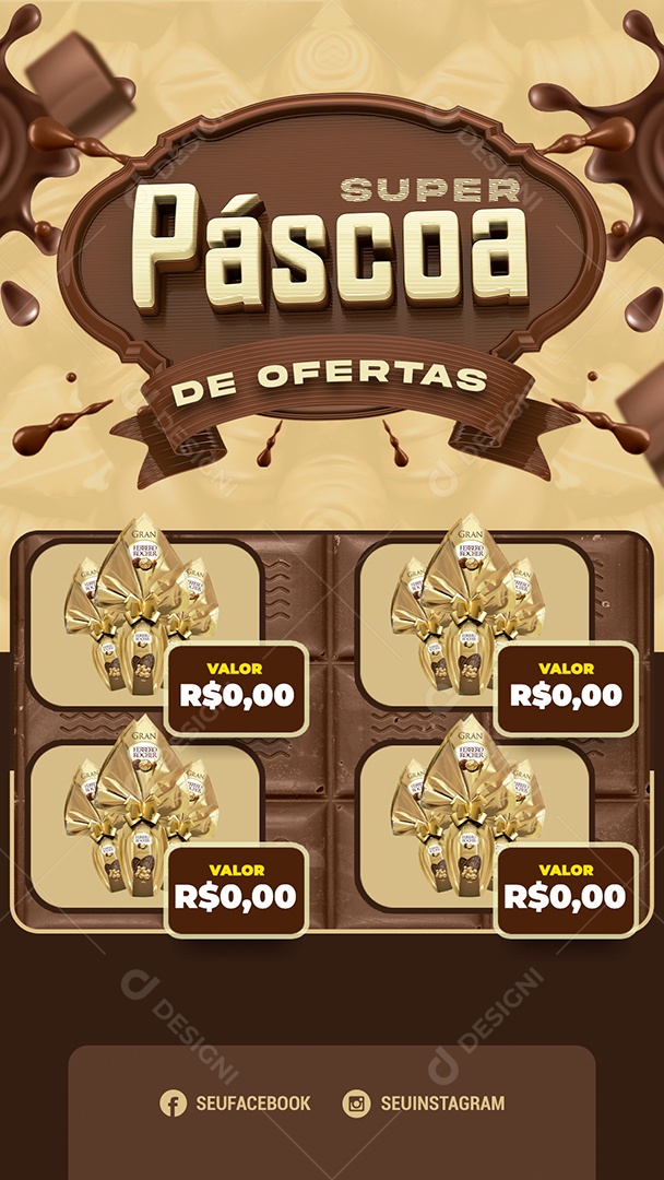 Story Encarte Super Páscoa de Ofertas Venha Conferir Social Media PSD Editável