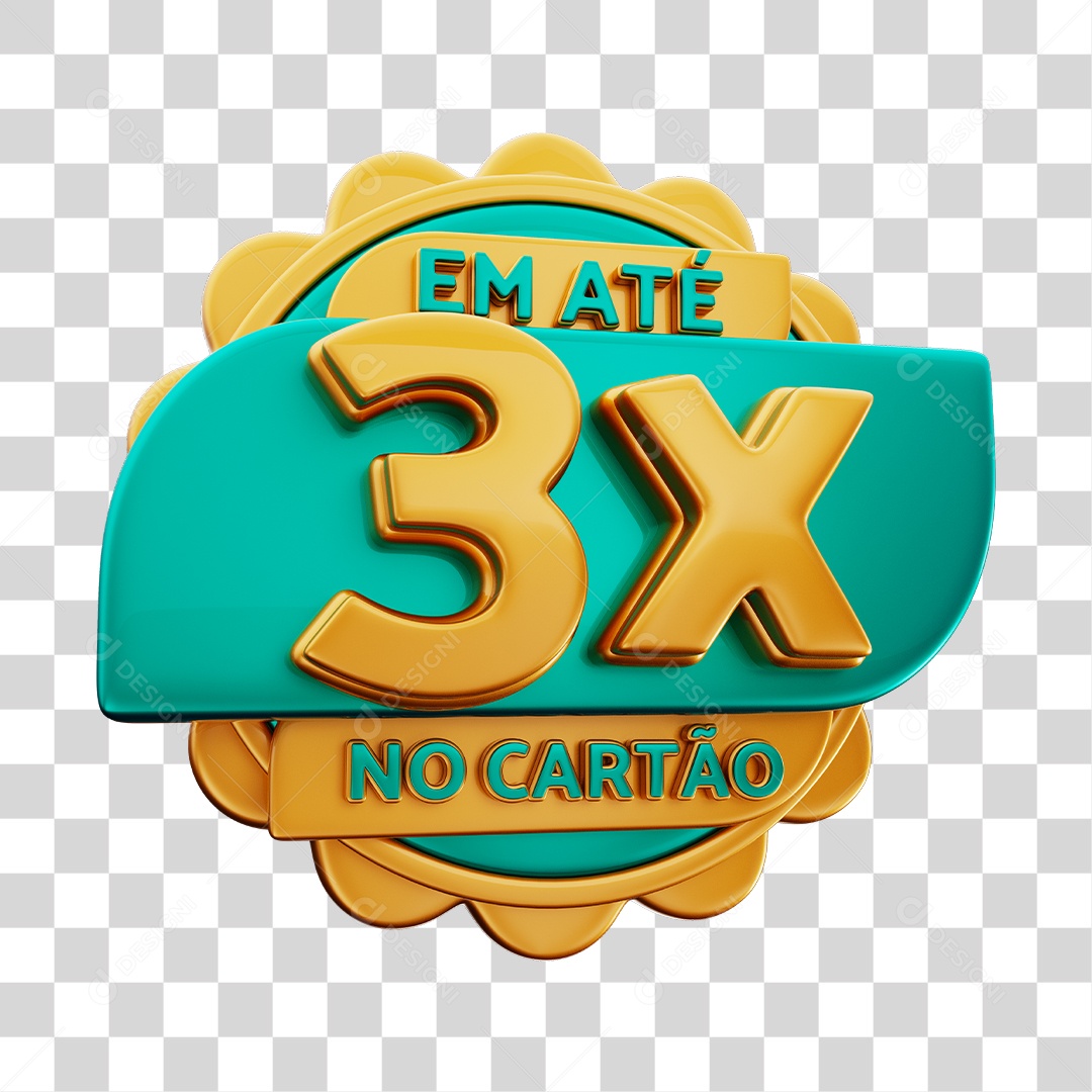 Em Até 3x No Cartão Selo 3D Dourado E Azul Para Composição PNG Transparente