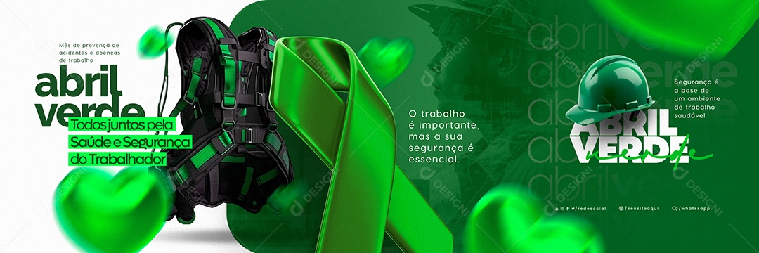 Todos Juntos Pela Saúde e Segurança Do Trabalhador Carrossel Abril Verde Social Media PSD Editável