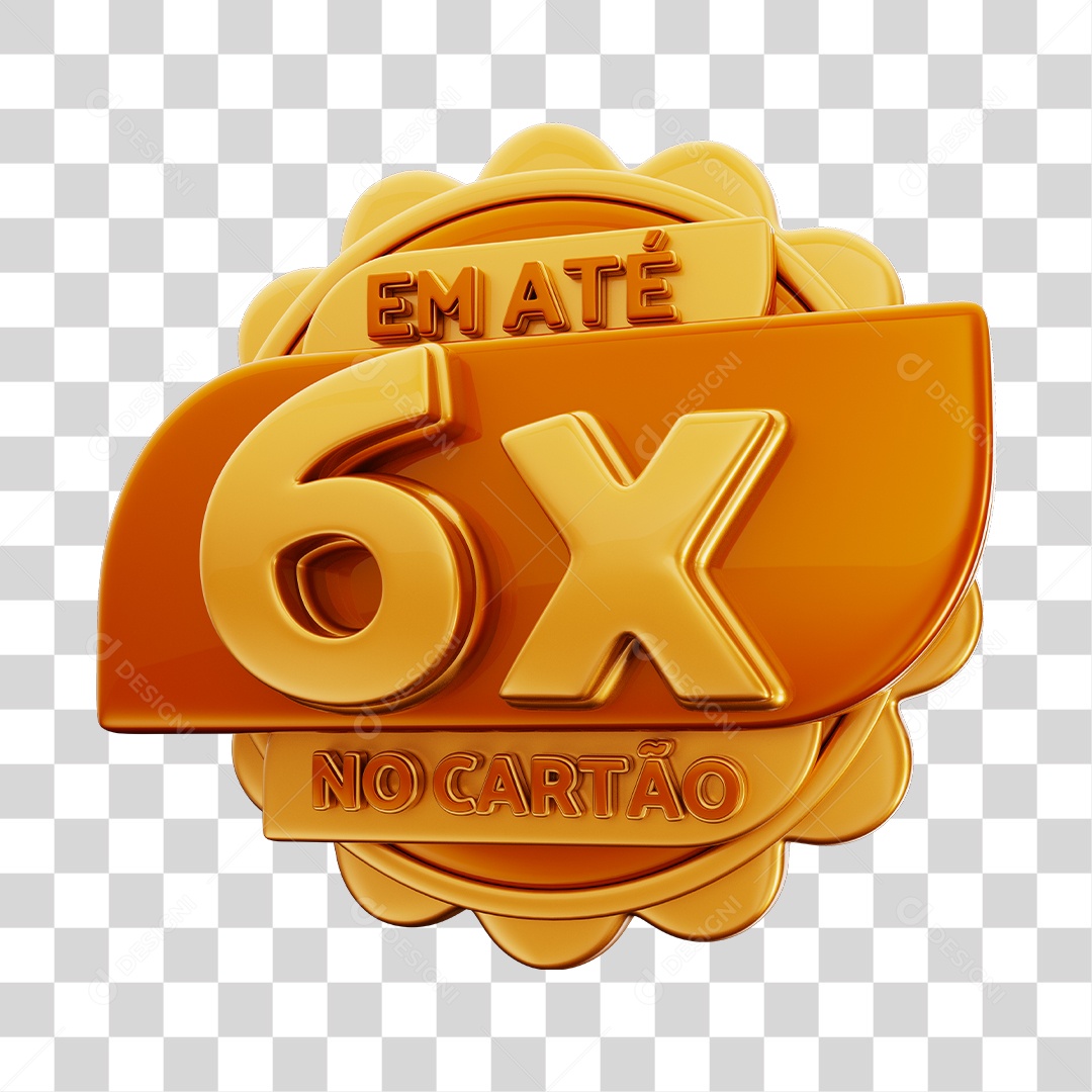 Em Até 6x No Cartão Selo 3D Marrom E Dourado Para Composição PNG Transparente