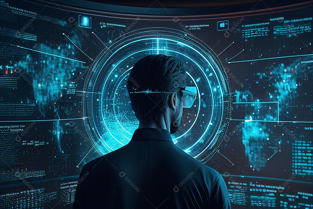 Belo fundo ilustração homem usando capacete futurista gerado por IA