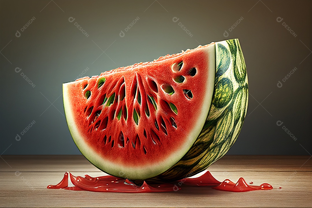 Ilustração de frutas frescas de melancia 3D em fundo isolado gerado por IA