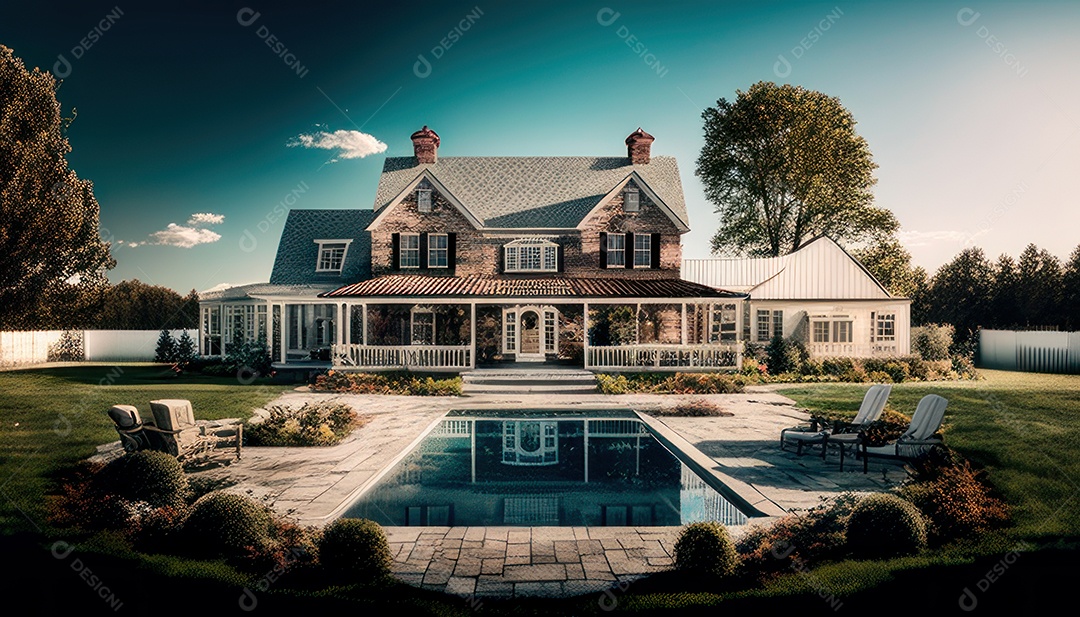 Retrato realista de uma Casa sobre natureza