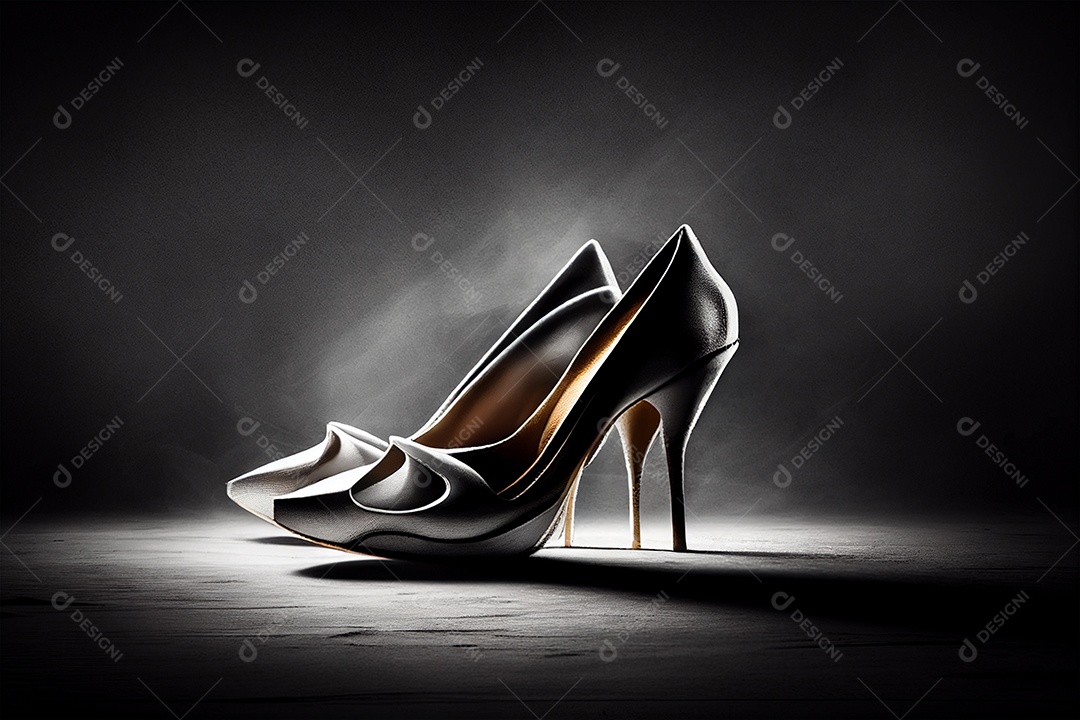 Sandália branco feminino 3D sobre fundo isolado gerado por IA