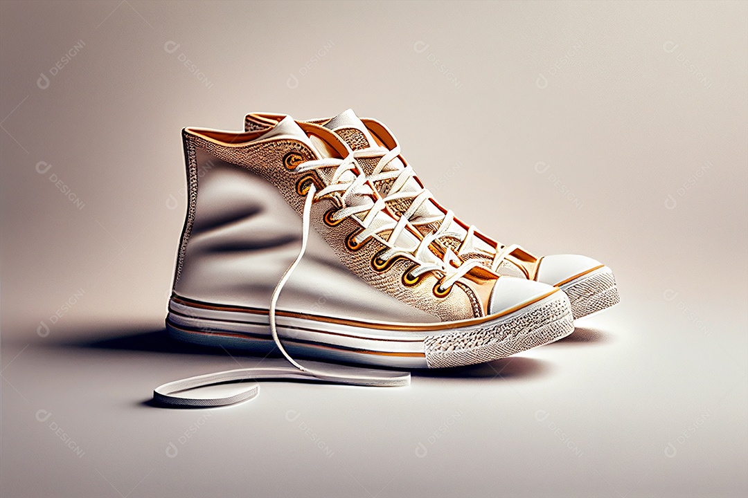 Tênis branco feminino 3D sobre fundo isolado gerado por IA
