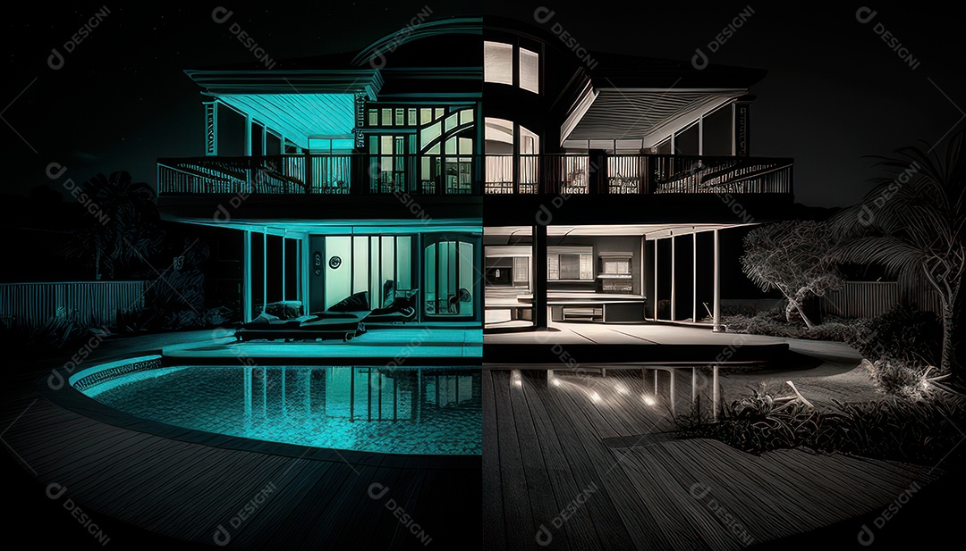 Retrato realista de uma Casa sobre natureza