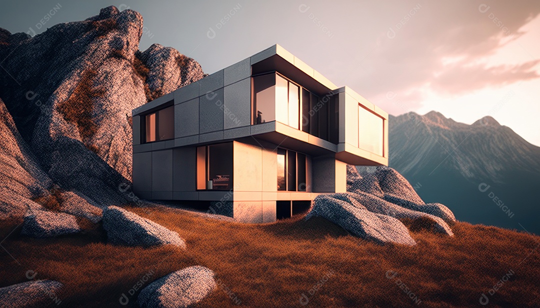 Retrato realista de uma Casa sobre natureza