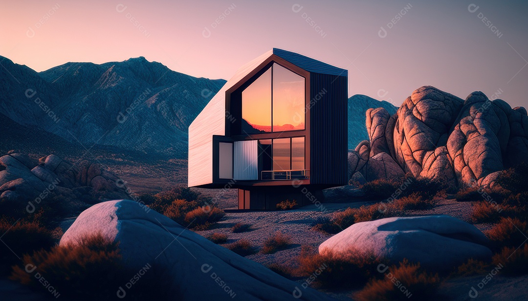 Retrato realista de uma Casa sobre natureza