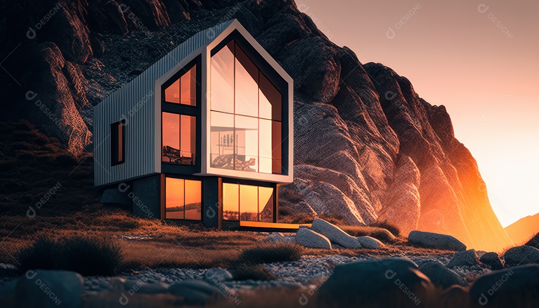 Retrato realista de uma Casa sobre natureza