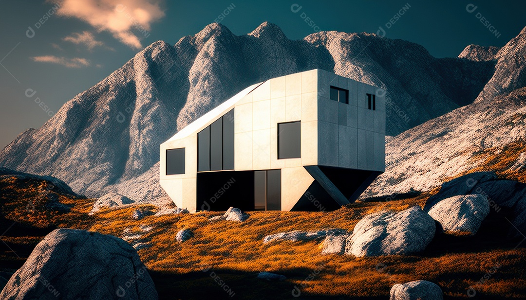 Retrato realista de uma Casa sobre natureza