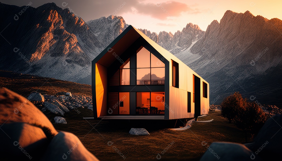 Retrato realista de uma Casa sobre natureza