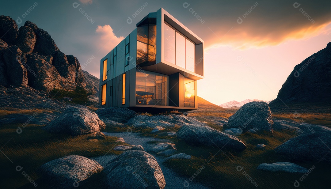 Retrato realista de uma Casa sobre natureza