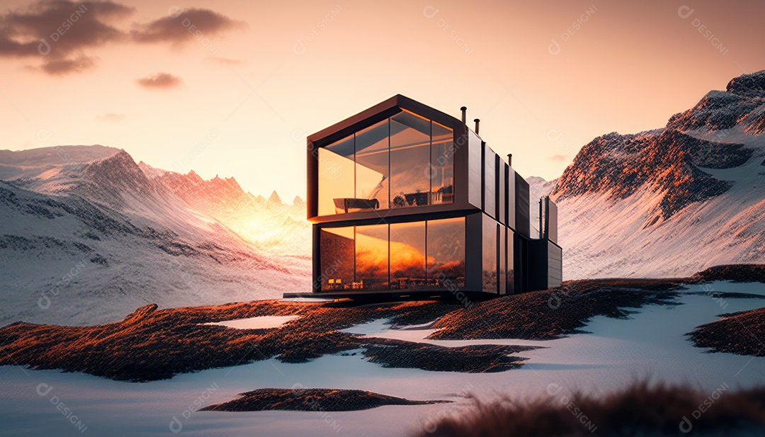 Retrato realista de uma Casa sobre natureza