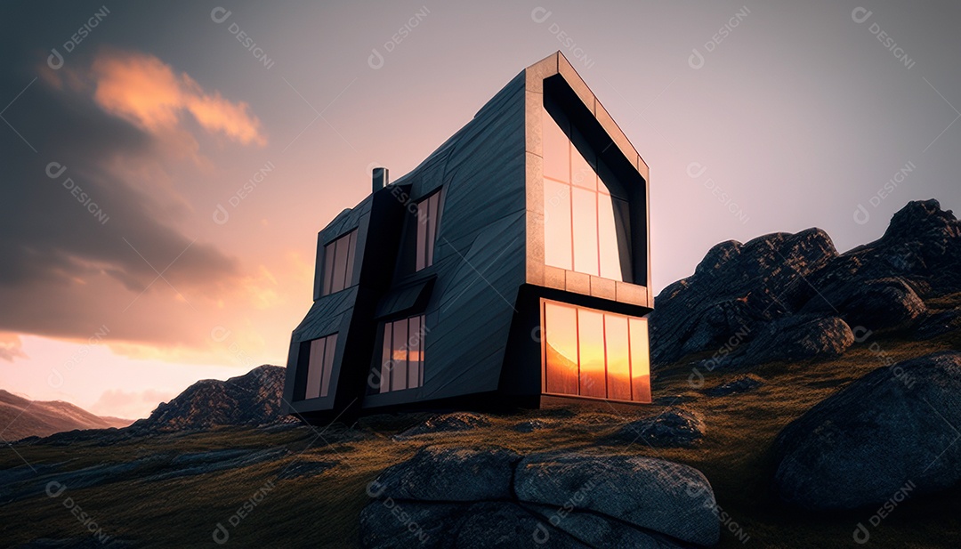 Retrato realista de uma Casa sobre natureza