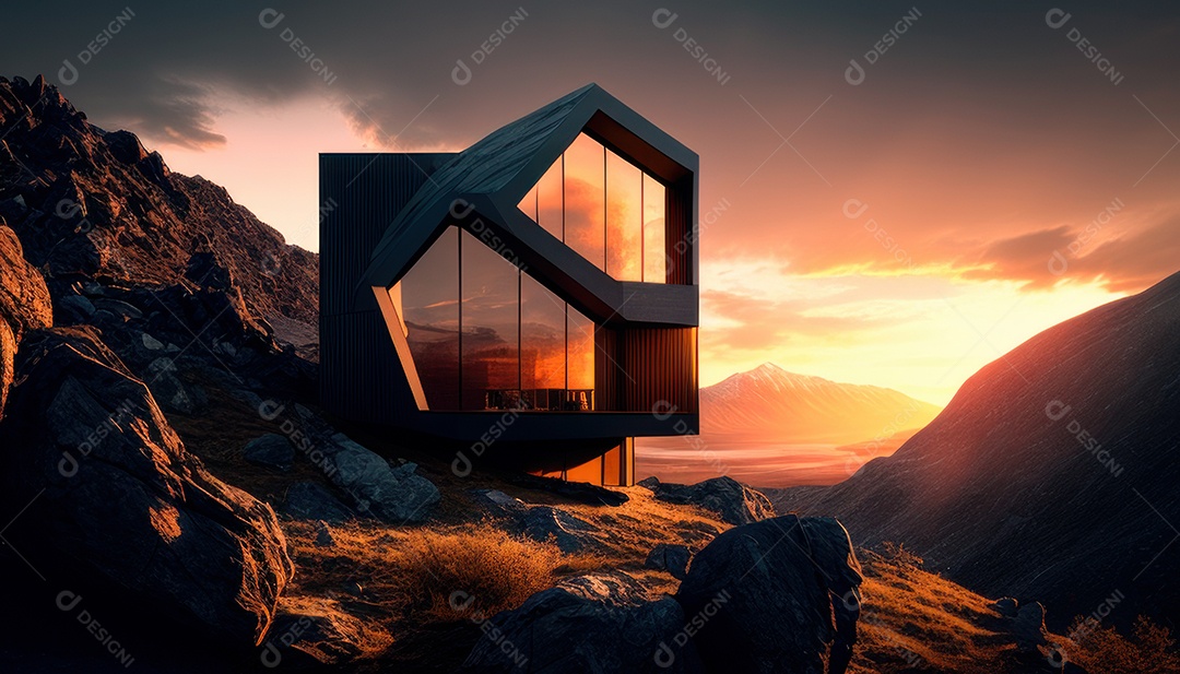 Retrato realista de uma Casa sobre natureza