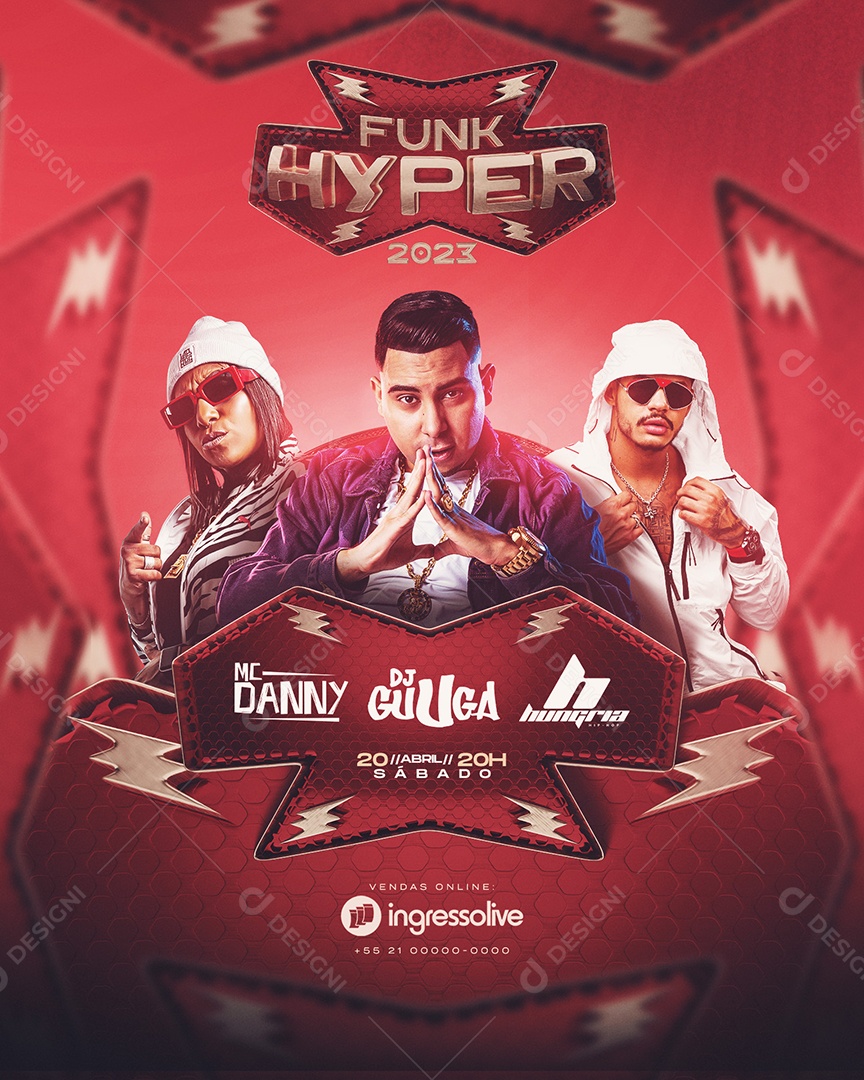 Flyer Funk Hyper 2023 Social Media PSD Editável