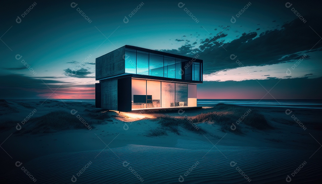 Retrato realista de uma Casa sobre naturez